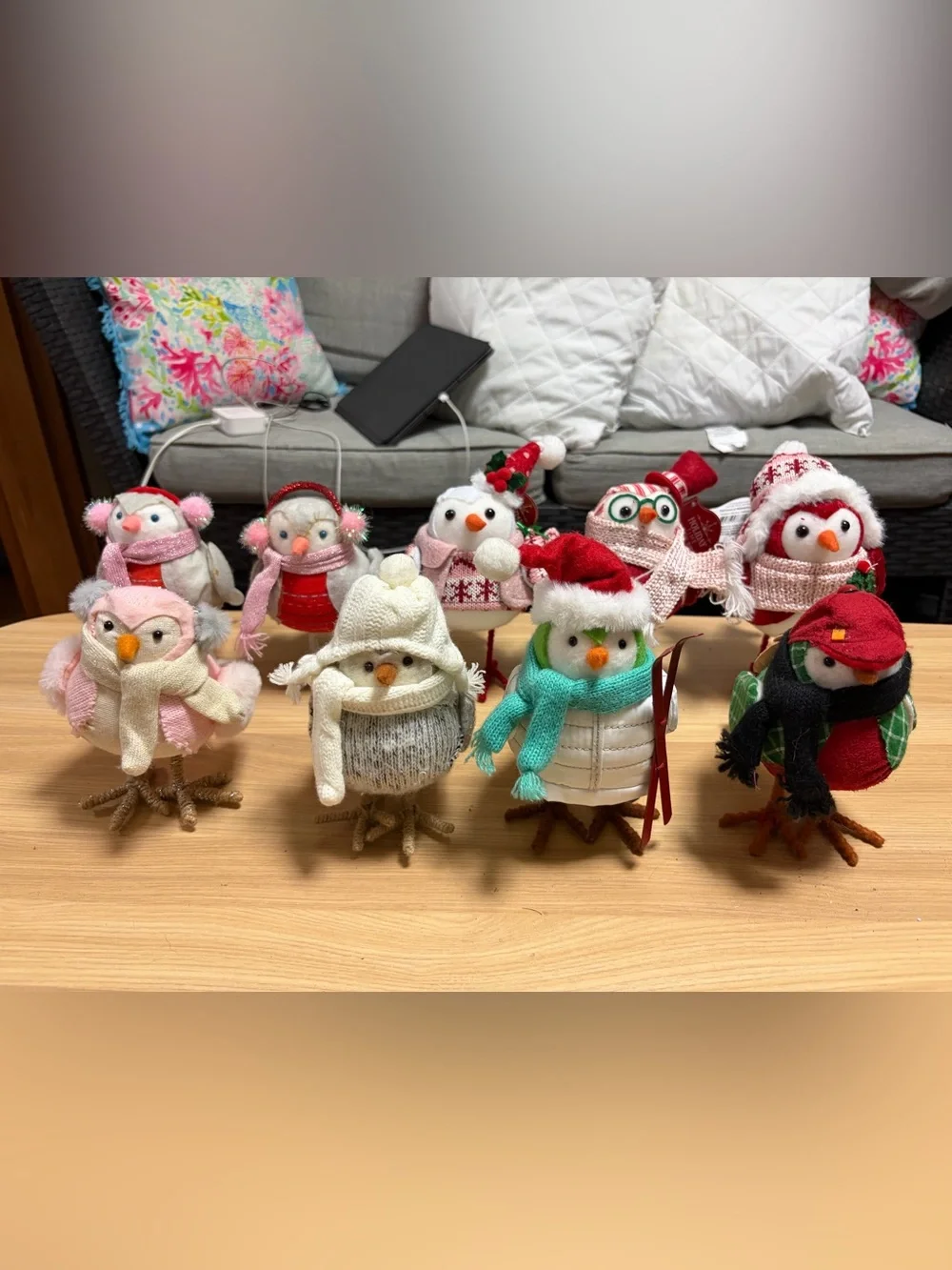 Lot of 9 Christmas and Winter Fabric Birds